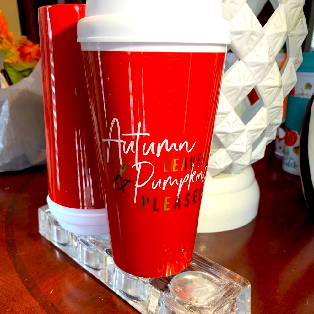 Autumn Leaves and Pumpkins Please! COFFEE OR TEA OR BEVERAGE INSULATED TUMBLER